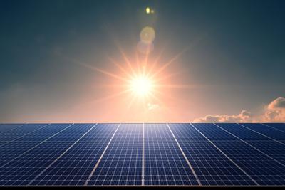 Solar panels on sunny days, Clean energy, and a good environment.