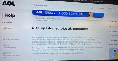 AOL customer dial-up notice