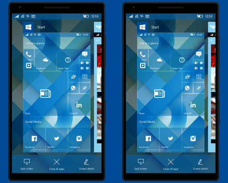 Windows 10 Mobile Concept Split-screen Windows 10 Mobile Concept Split-screen